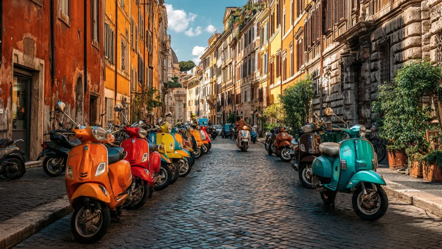 Хиляди фенове на Vespa изпълниха улиците на Рим за юбилейния фестивал, снимка 1
