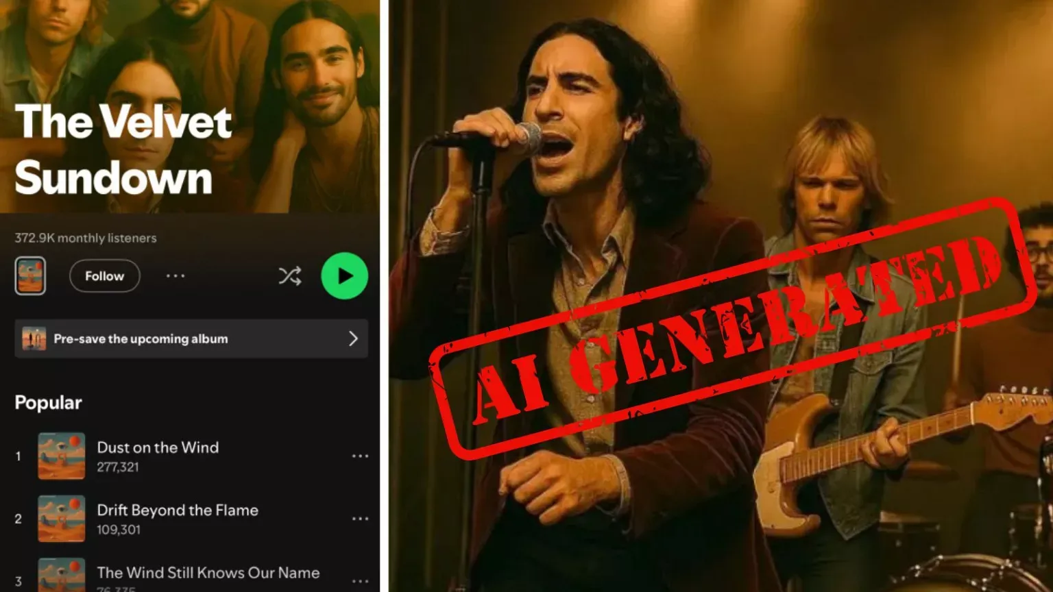 Изкуствен интелект създаде рок група с милиони фенове в Spotify, снимка 1