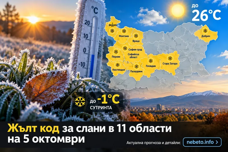 Студено утро: Жълт код за слани в 11 области