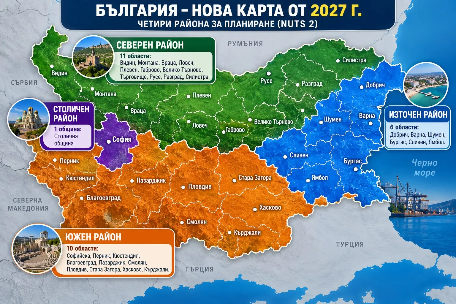 България с нова карта на районите от 2027 г., снимка 1