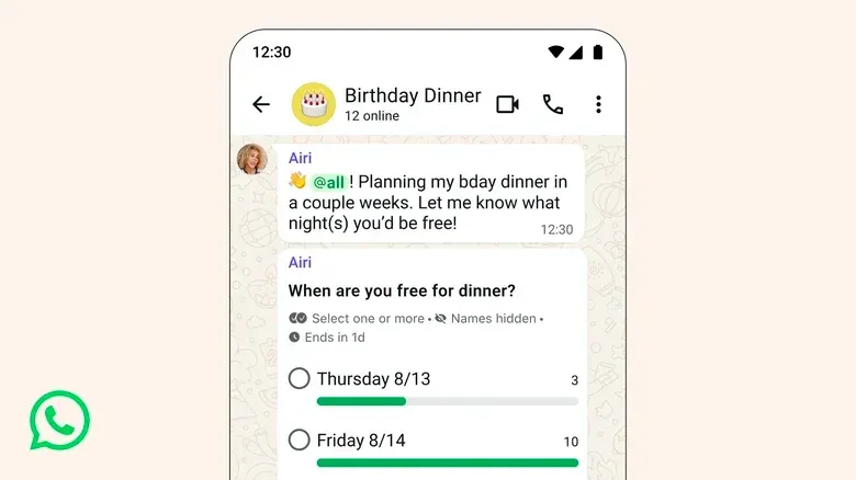 WhatsApp пуска ново споменаване с @all и подобрения при анкетите