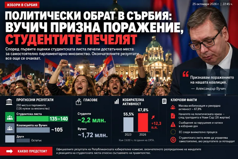 Политически обрат в Сърбия: Вучич призна поражението си